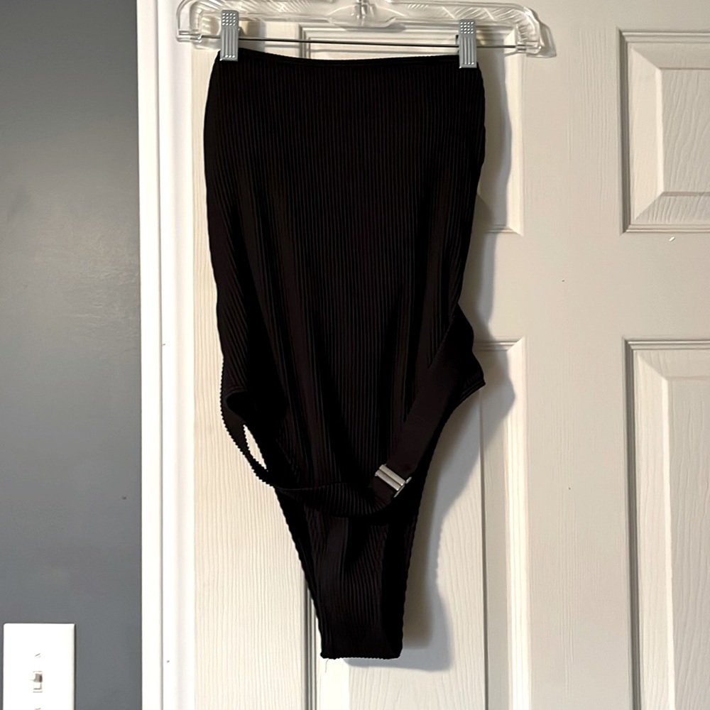 Abercrombie and Fitch high waisted, strapless one piece swim suit.